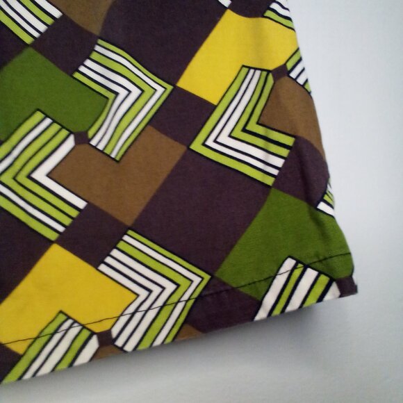 Loft Skirt Women 0P 0 Petite Retro Look 100% Cotton Pattern Brown Green - Picture 15 of 15